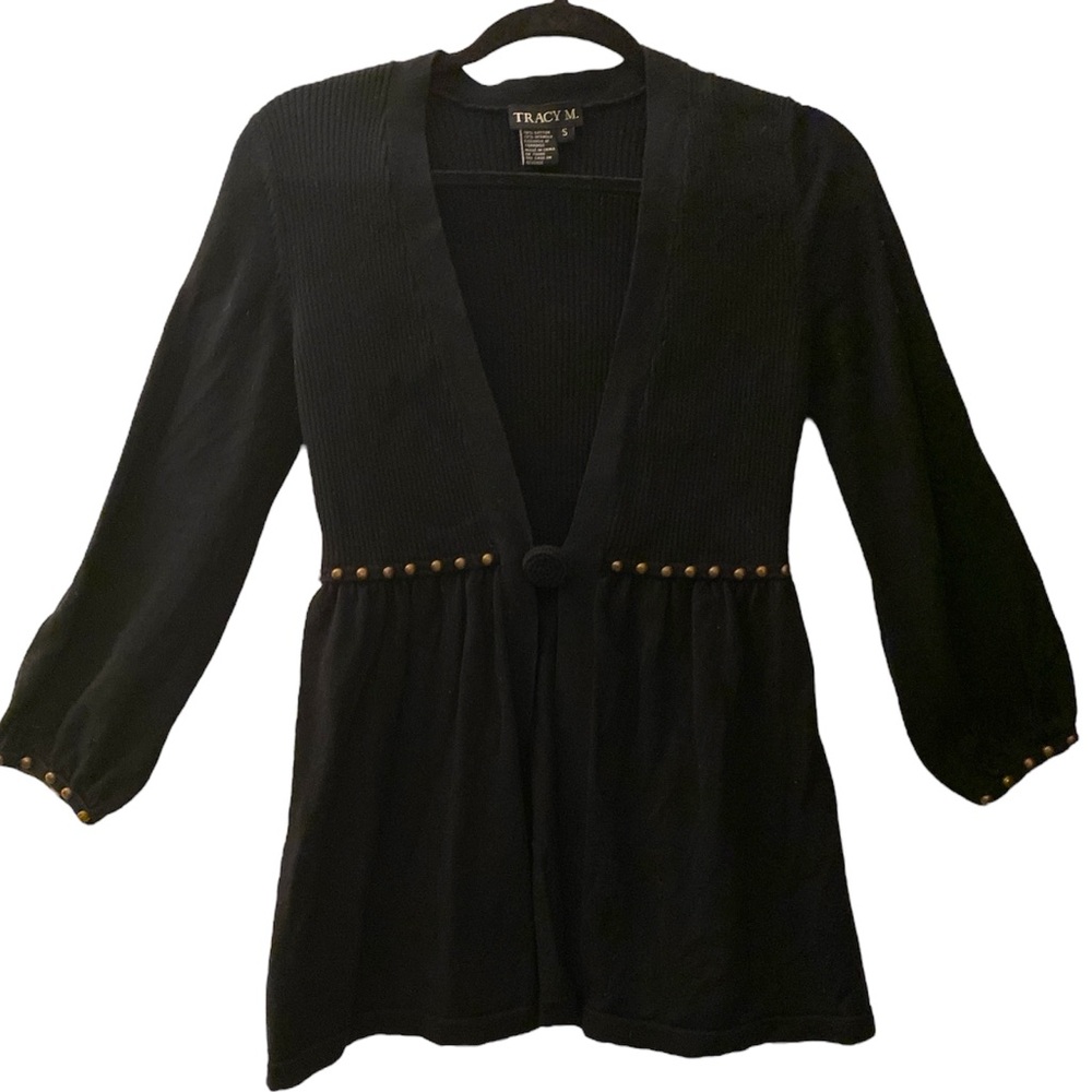 Tracy M Elegant Black sweater with bronze studs